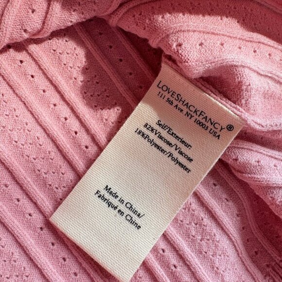 NWT LoveShackFancy Martti Stretch Pointelle Cardigan Fawn Pink | S - Picture 8 of 10